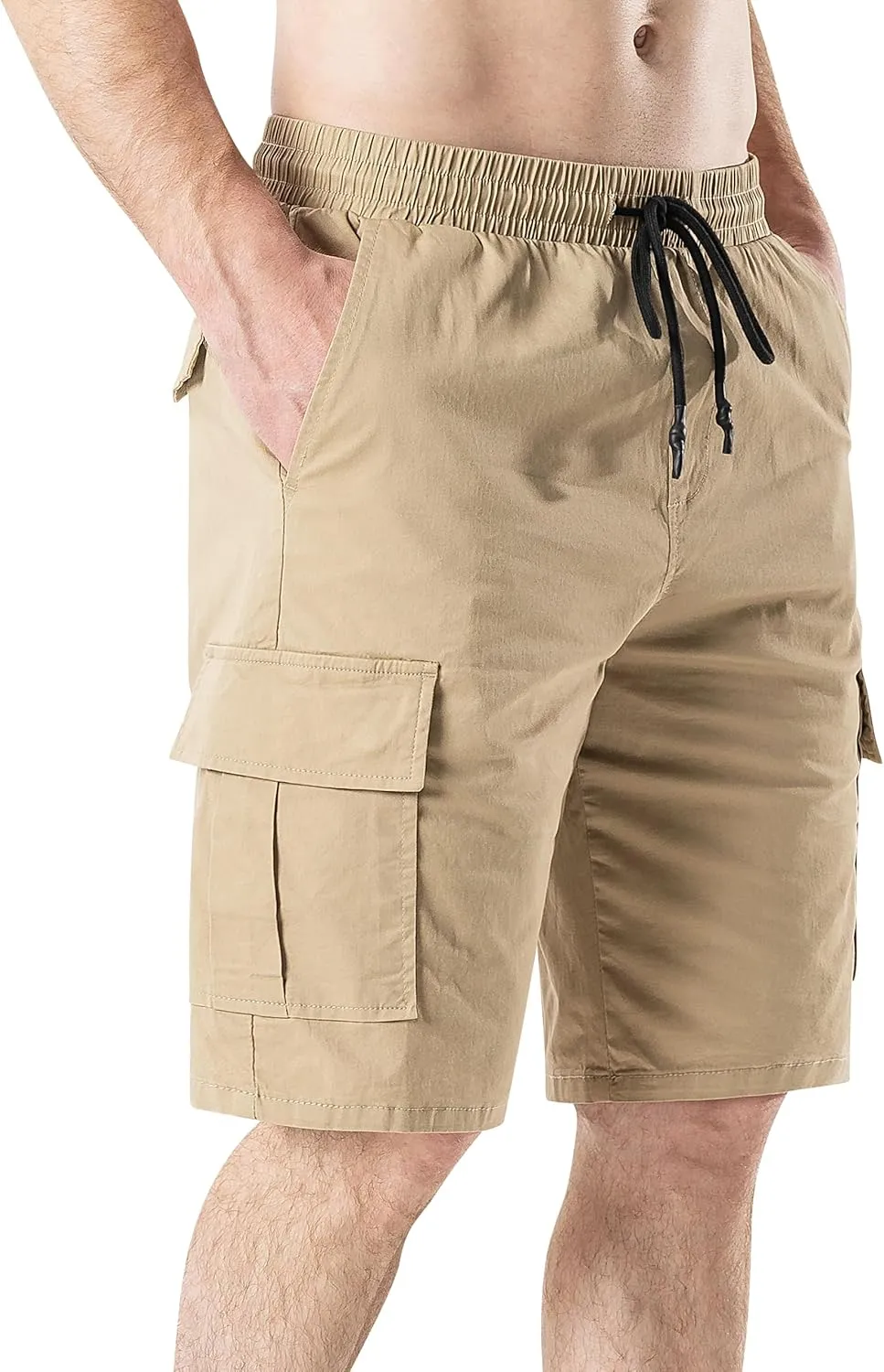 HHZ Men's Drawstring Cargo Shorts Relaxed Fit Shorts with Pockets Work Hiking Summer Athletic Short Men