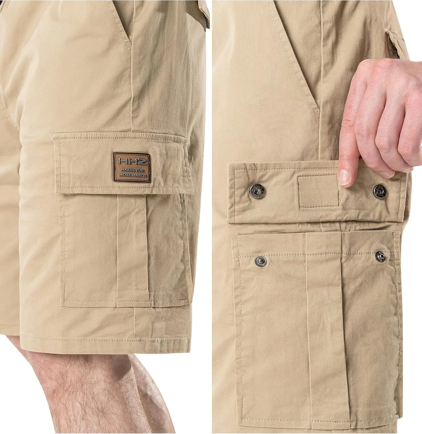 HHZ Men's Drawstring Cargo Shorts Relaxed Fit Shorts with Pockets Work Hiking Summer Athletic Short Men