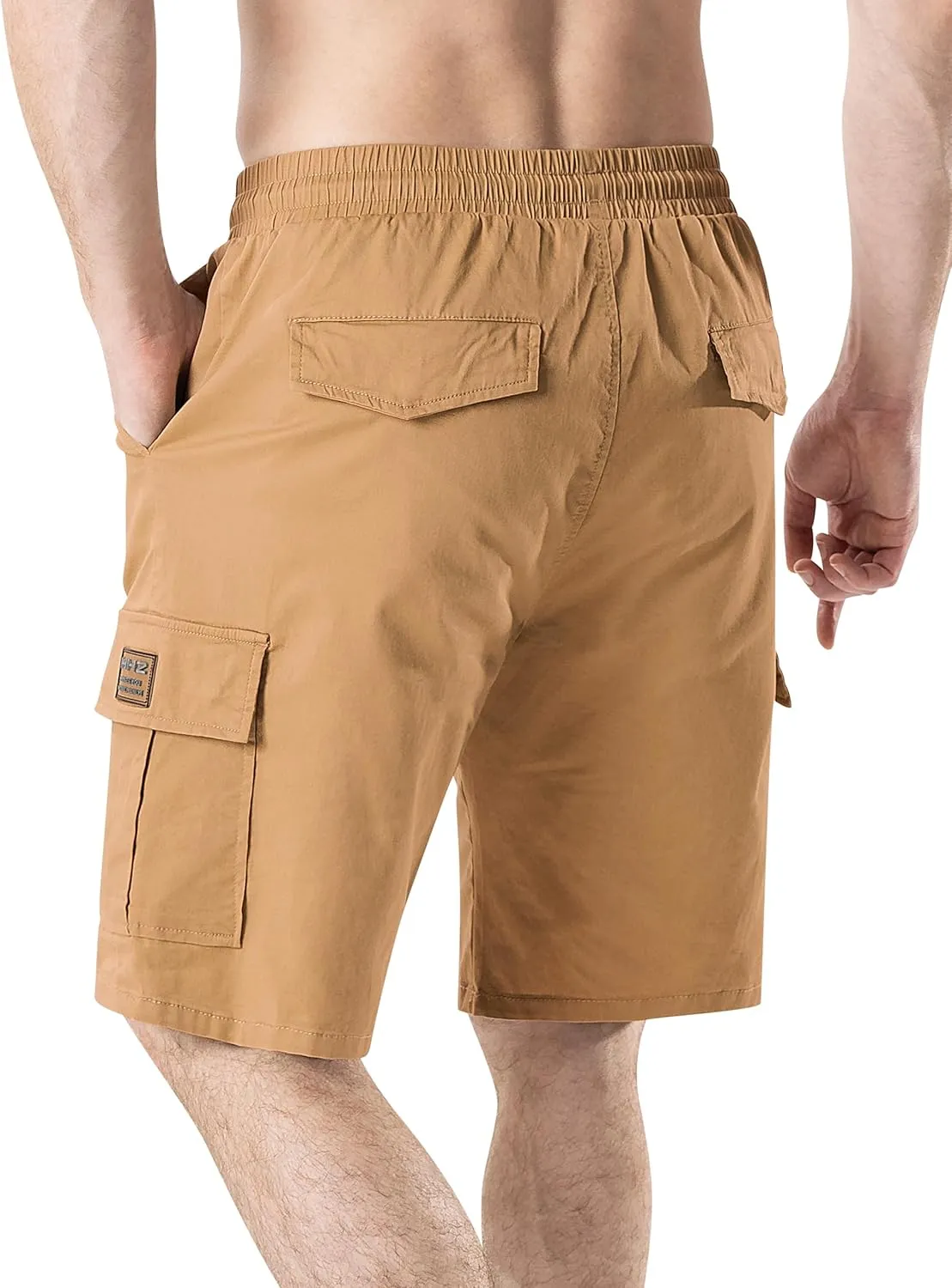 HHZ Men's Drawstring Cargo Shorts Relaxed Fit Shorts with Pockets Work Hiking Summer Athletic Short Men