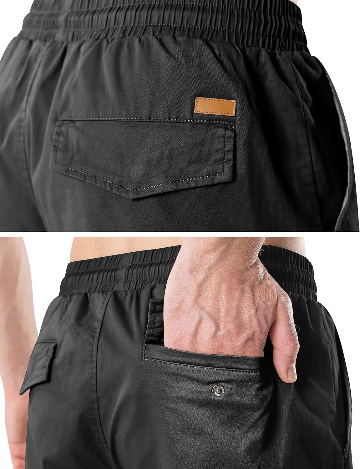 HHZ Men's Drawstring Cargo Shorts Relaxed Fit Shorts with Pockets Work Hiking Summer Athletic Short Men