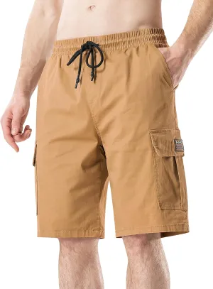 HHZ Men's Drawstring Cargo Shorts Relaxed Fit Shorts with Pockets Work Hiking Summer Athletic Short Men
