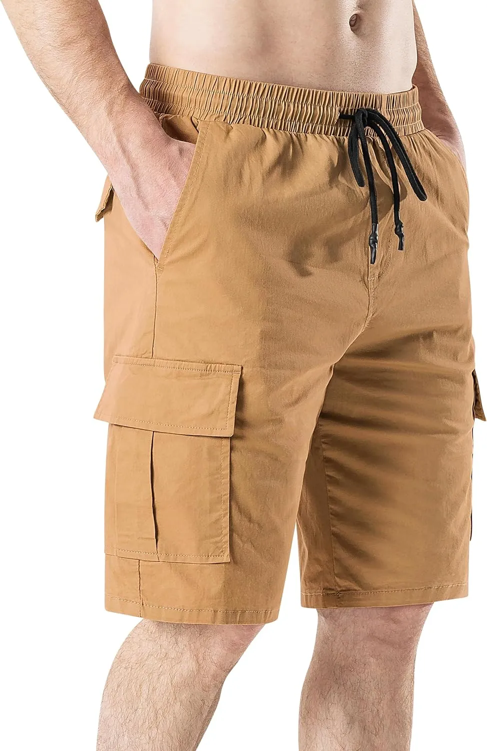 HHZ Men's Drawstring Cargo Shorts Relaxed Fit Shorts with Pockets Work Hiking Summer Athletic Short Men