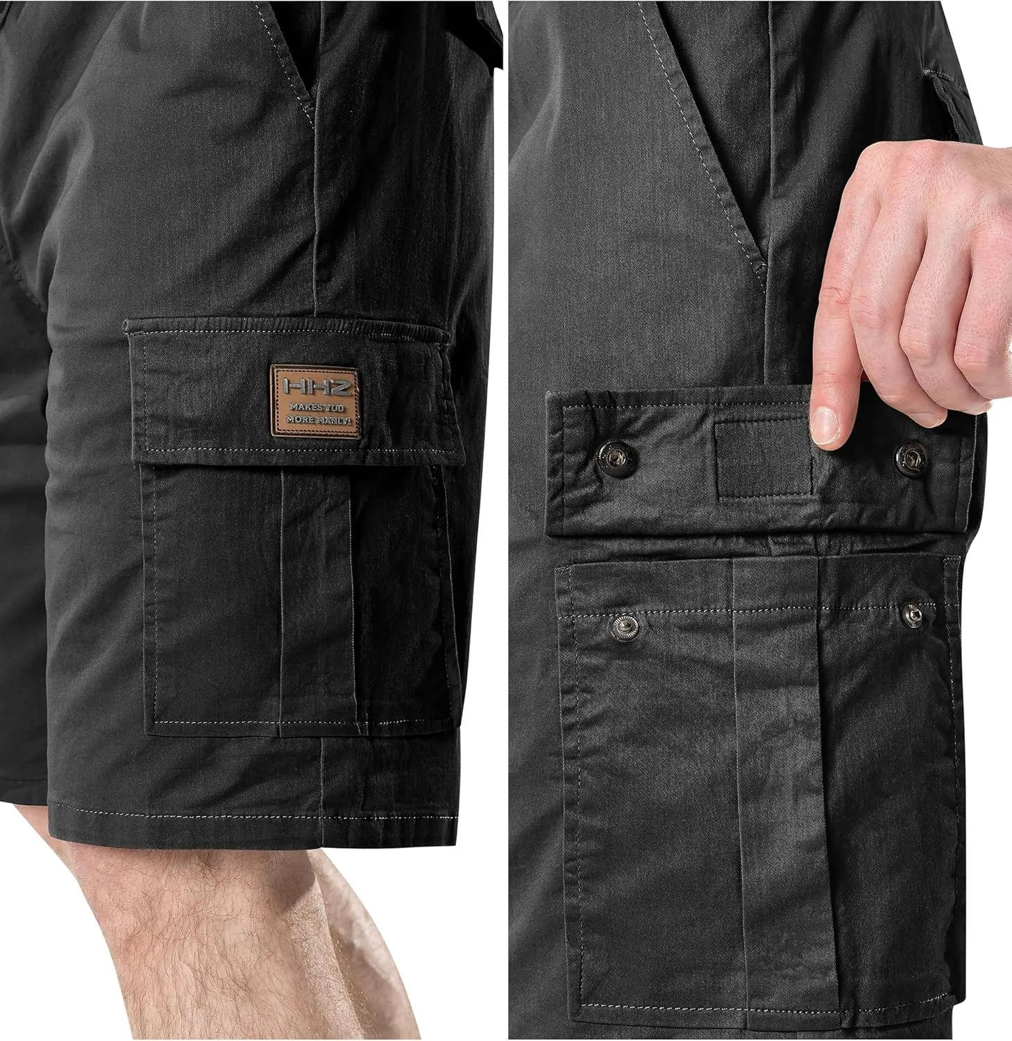 HHZ Men's Drawstring Cargo Shorts Relaxed Fit Shorts with Pockets Work Hiking Summer Athletic Short Men