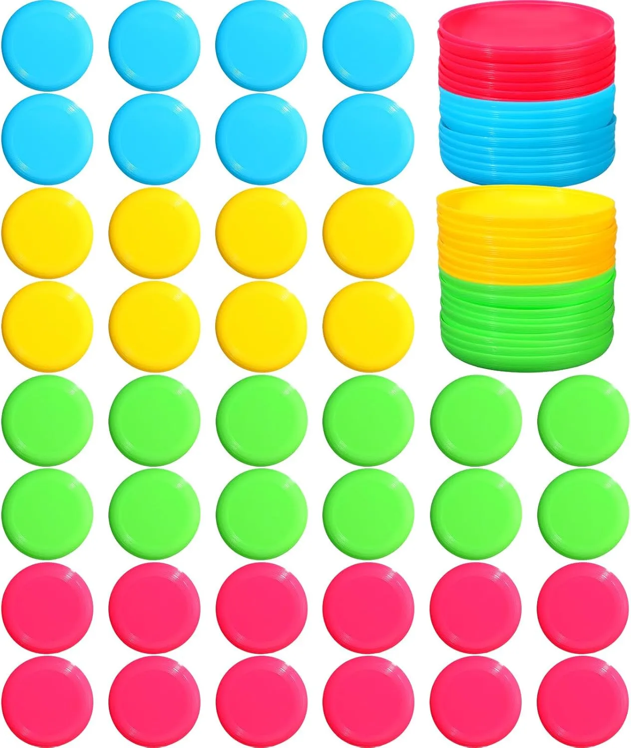 Hiboom Kids Flying Discs 3.4 Inch Mini Classic Flying Disks Bulk Soft Flyer Toy for Outdoor Pets Dog Yard Lawn Games Party Kindergarten Teaching Favors, 4 Colors