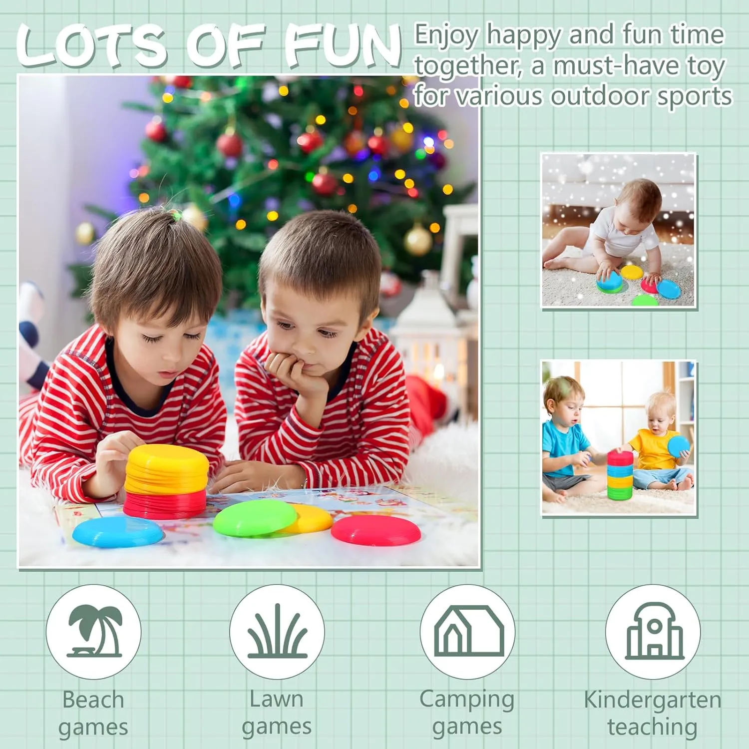 Hiboom Kids Flying Discs 3.4 Inch Mini Classic Flying Disks Bulk Soft Flyer Toy for Outdoor Pets Dog Yard Lawn Games Party Kindergarten Teaching Favors, 4 Colors