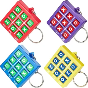 Hicarer Tic Tac Toe Keychain for Kids Ages 8-12 Party Favors Plastic Keyholders Game for Goodie Bags Mini Backpack Valentines Birthday Party(Red, Blue, Yellow, Purple,16 Pcs)