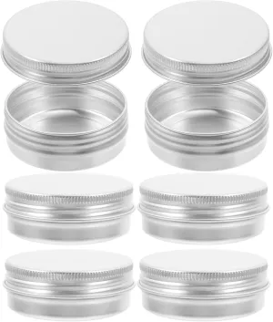 HOMSFOU 6pcs Aluminum Tin Jar Refillable Containers Aluminum Screw Lid Round Tin Container Bottle Empty Tins For Cream Tea Beads