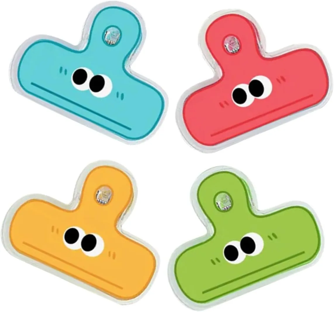 HOMSFOU Mini Binder Clips Expression Eyes 4 Pack DIY Paper Clips for Kitchen Bag Photo Display Food Storage School Projects
