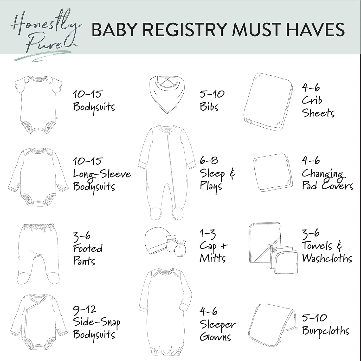 HonestBaby Baby Long Sleeve Side-Snap Organic Cotton Kimono Bodysuits (3 Pack)