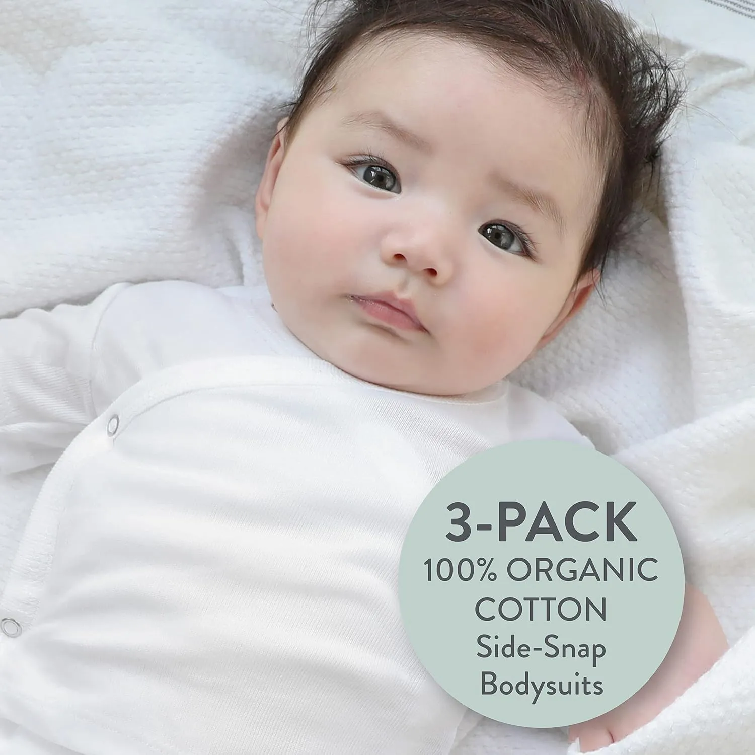 HonestBaby Baby Long Sleeve Side-Snap Organic Cotton Kimono Bodysuits (3 Pack)