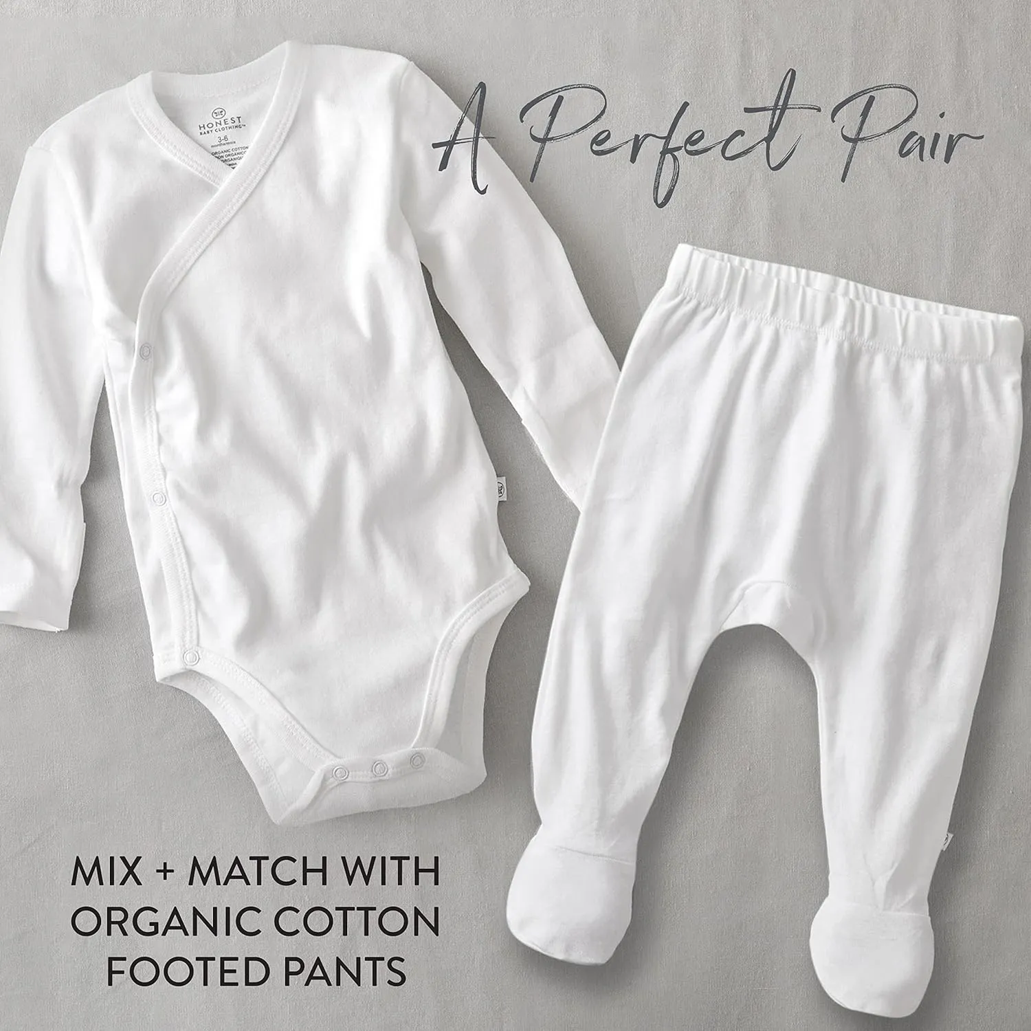 HonestBaby Baby Long Sleeve Side-Snap Organic Cotton Kimono Bodysuits (3 Pack)