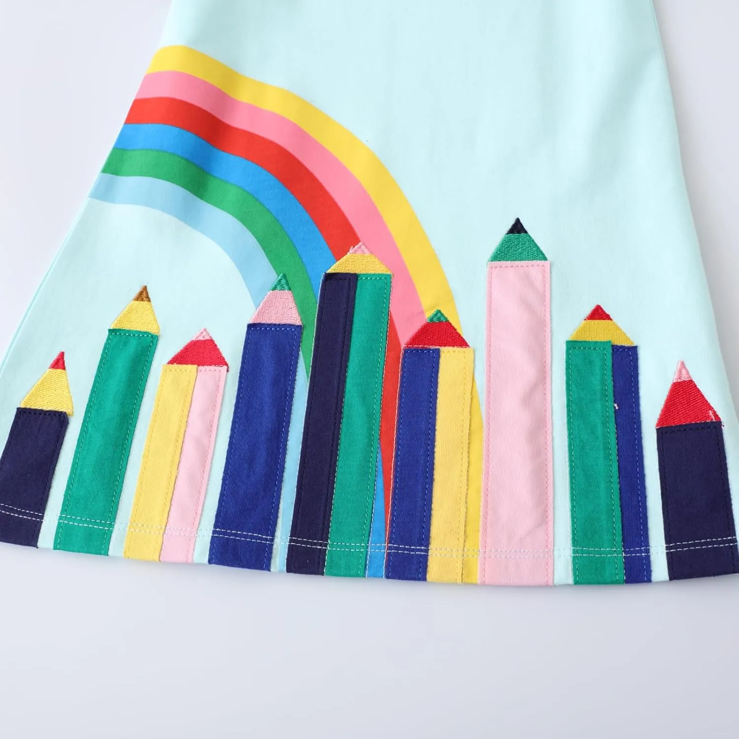 Hongshilian Little Girls Casual Cotton Dress Cartoon Print Short Sleeve Summer T-Shirt Skirt Dresses
