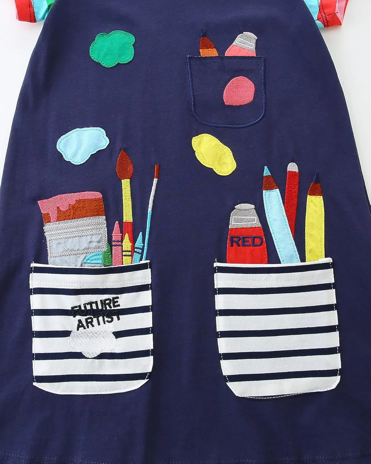Hongshilian Little Girls Casual Cotton Dress Cartoon Print Short Sleeve Summer T-Shirt Skirt Dresses