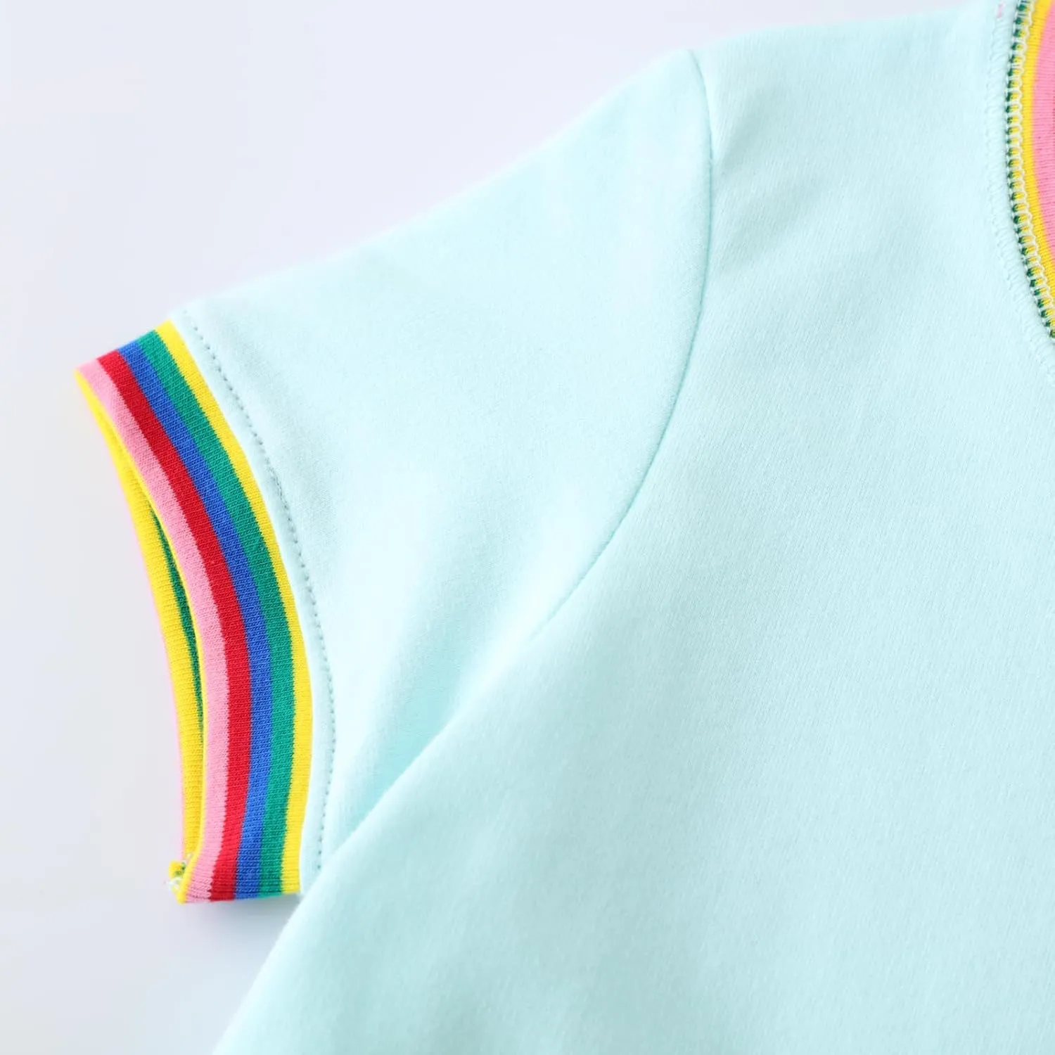 Hongshilian Little Girls Casual Cotton Dress Cartoon Print Short Sleeve Summer T-Shirt Skirt Dresses