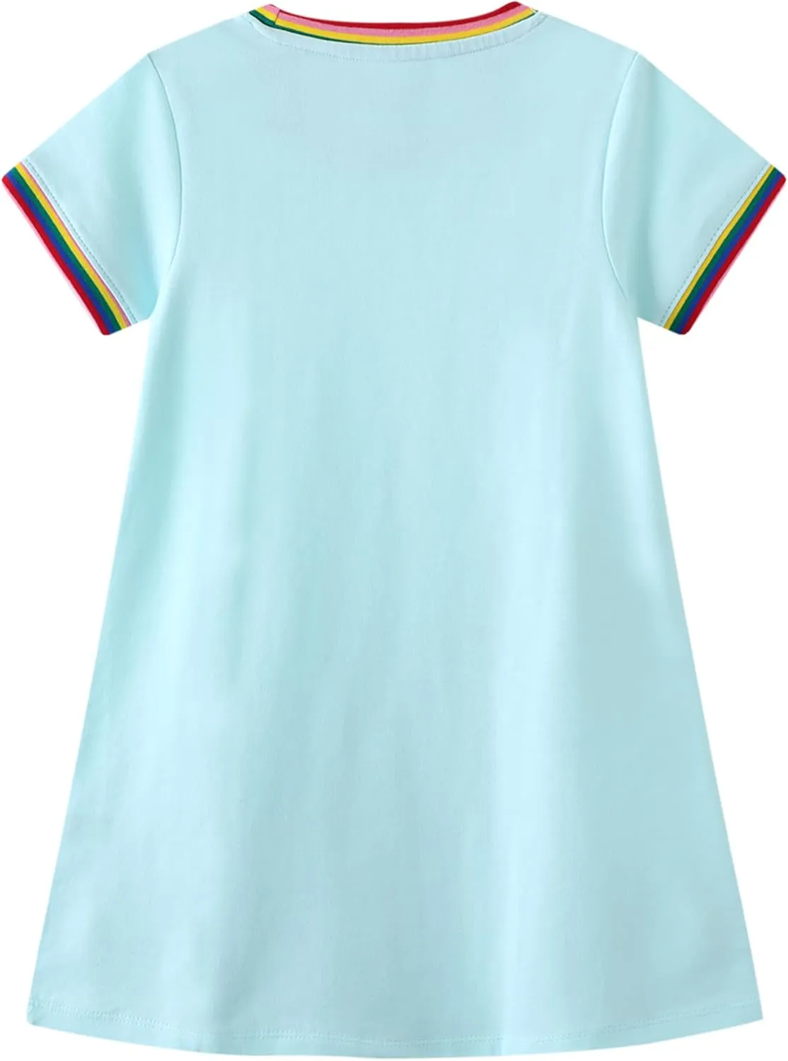 Hongshilian Little Girls Casual Cotton Dress Cartoon Print Short Sleeve Summer T-Shirt Skirt Dresses