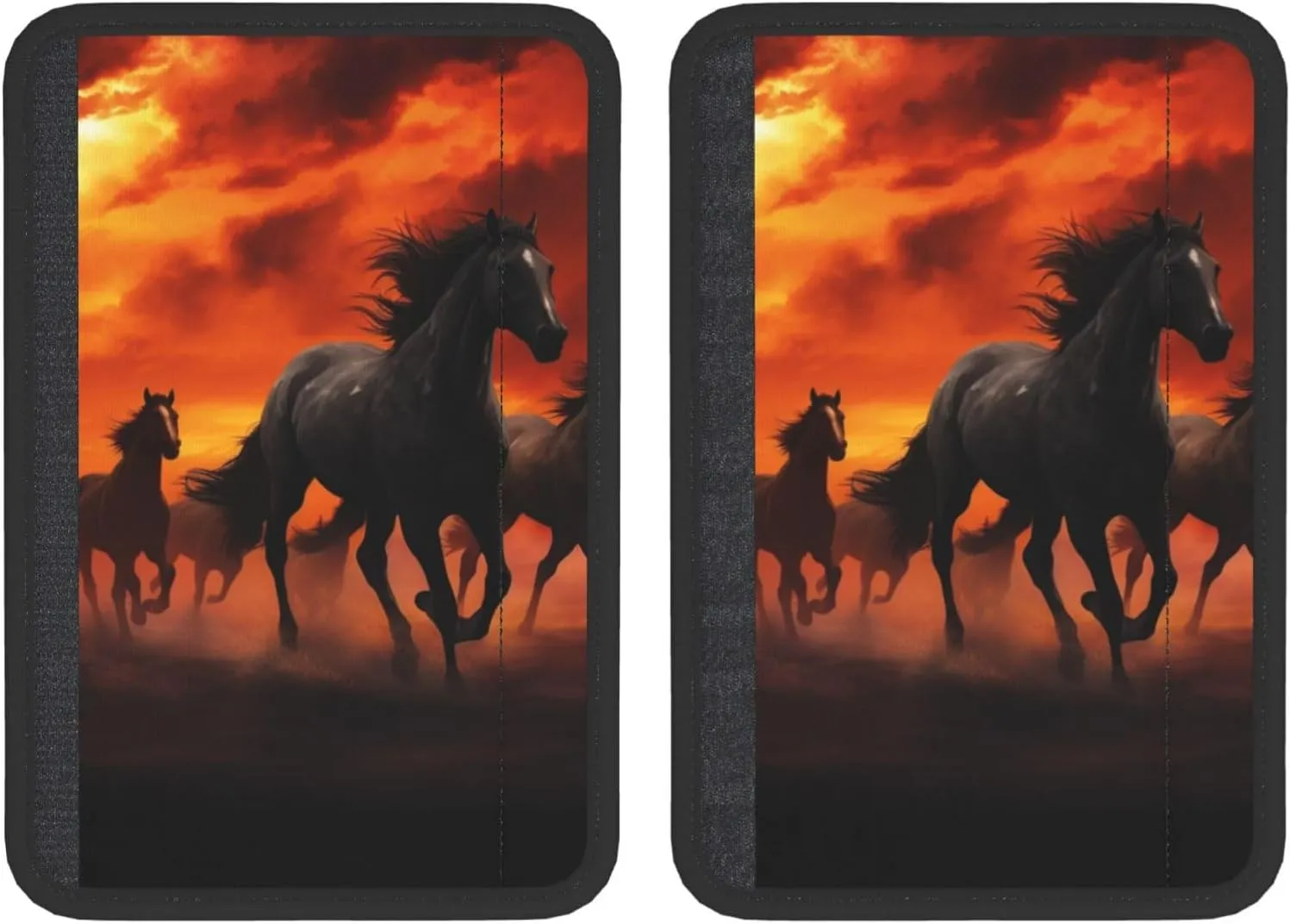 Horses Red Glowing Clouds Car Seat Belt Pad 2 Pack Universal Fit Seatbelt Cover Soft and Comfortable Backpack Shoulder Pad Adjustable Neck Cushion Protector Harness Pad for Car Bag