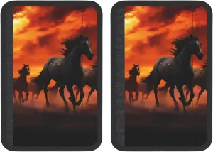 Horses Red Glowing Clouds Car Seat Belt Pad 2 Pack Universal Fit Seatbelt Cover Soft and Comfortable Backpack Shoulder Pad Adjustable Neck Cushion Protector Harness Pad for Car Bag