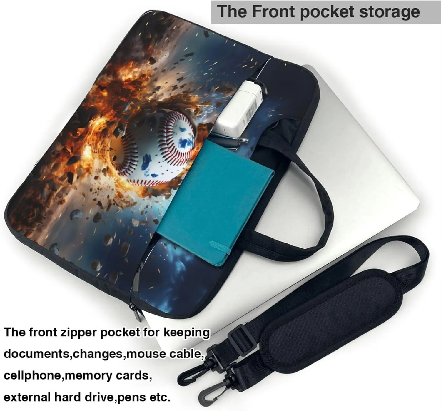 Hot Baseball Pattern Laptop Bag - with Soft Interior, Multiple Pockets - Ideal for Men, Travel and Business