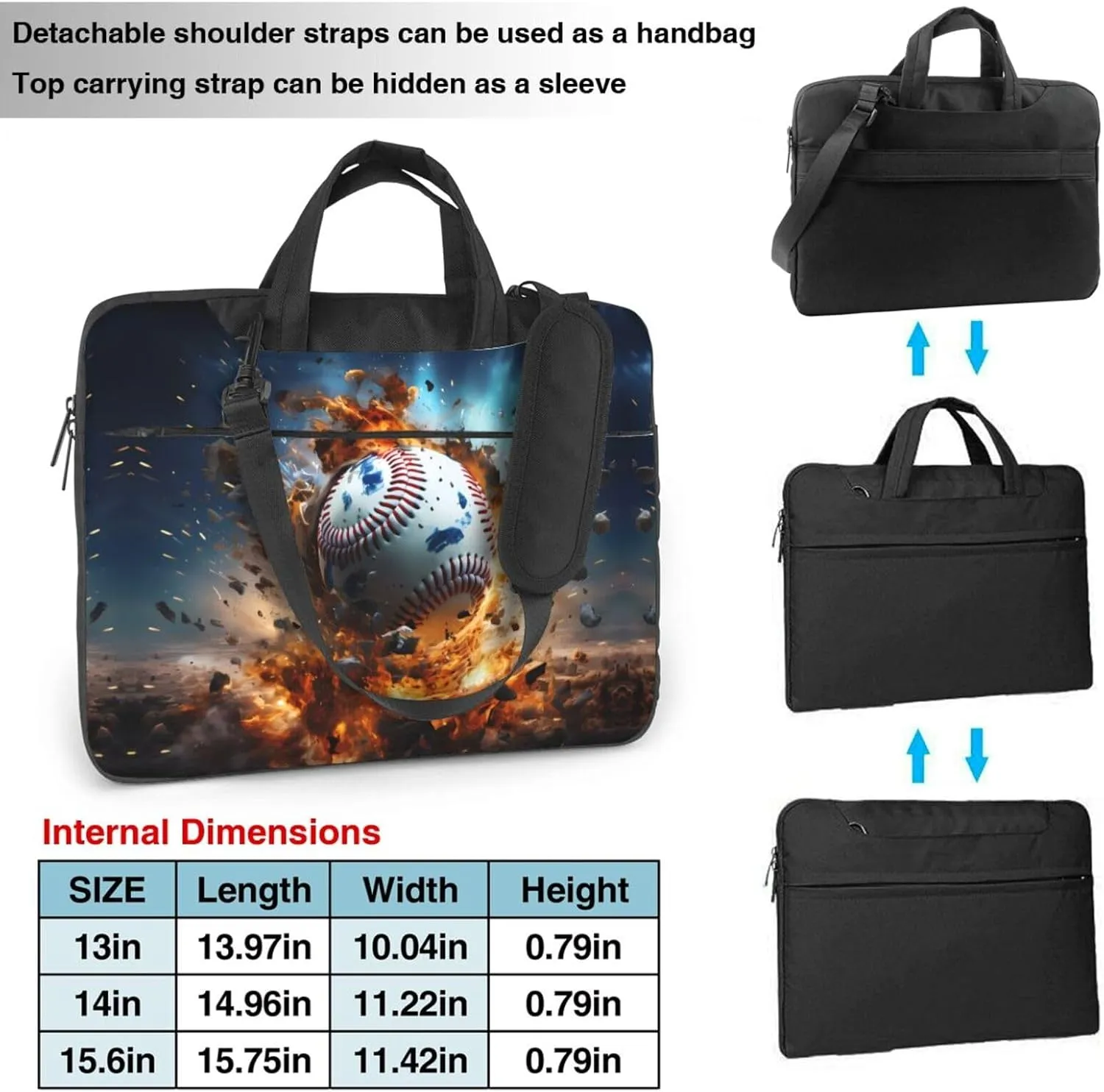 Hot Baseball Pattern Laptop Bag - with Soft Interior, Multiple Pockets - Ideal for Men, Travel and Business