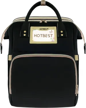 HOTBEST Baby Diaper Bag Backpack,Newborn Registry for Baby Shower Gifts, Portable Nappy Bags for Girls Boys, Multifunction Travel Stuff Maternity New Mom Gifts for Women, Black