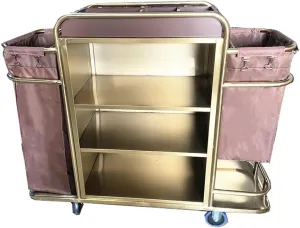 Hotel Work Cloth Trolley Stainless Steel Multifunctional Cloth Bag Universal Wheel Room Service Cleaning Car, jinyi2016SHOP-1998