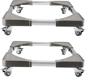 HOZEON 2 Pack Washing Machine Furniture Dolly, Telescopic Movable Trolley with 4 Locking Swivel Wheels Adjustable Moving Cart Heavy Duty Stand Base for Refrigerator Dryer, 480 lb