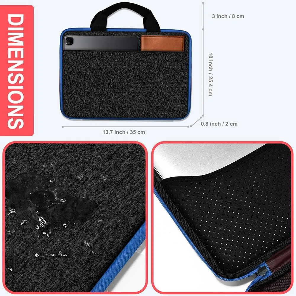 Hseok Laptop Case 13.3-14 inch Briefcase Handbag, Water-Resistant and Shockproof Computer Sleeve Compatible with MacBook Pro 14", Mac Air/Pro 13.3" and 13"-14" Notebooks Chromebooks,Black-Blue