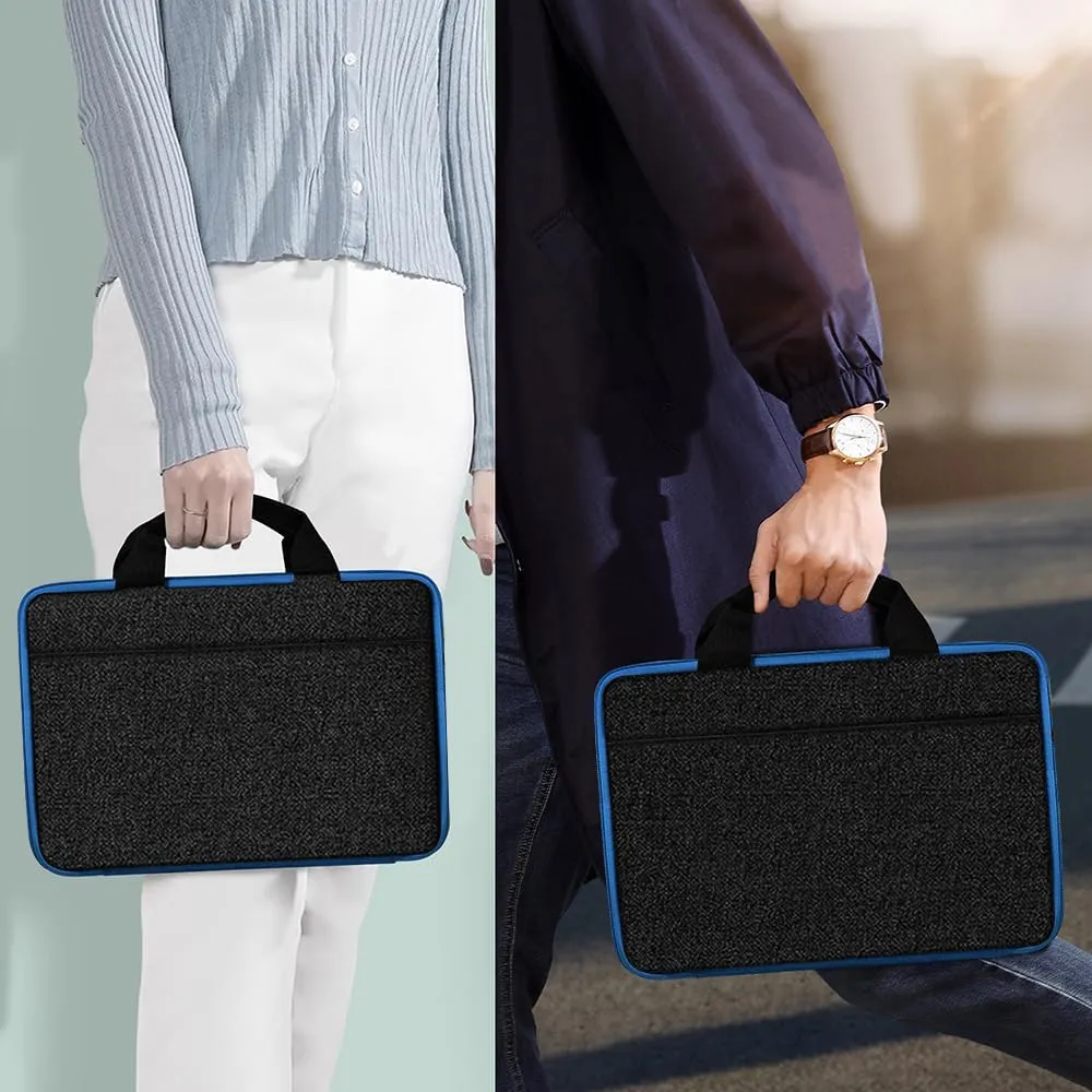 Hseok Laptop Case 13.3-14 inch Briefcase Handbag, Water-Resistant and Shockproof Computer Sleeve Compatible with MacBook Pro 14", Mac Air/Pro 13.3" and 13"-14" Notebooks Chromebooks,Black-Blue
