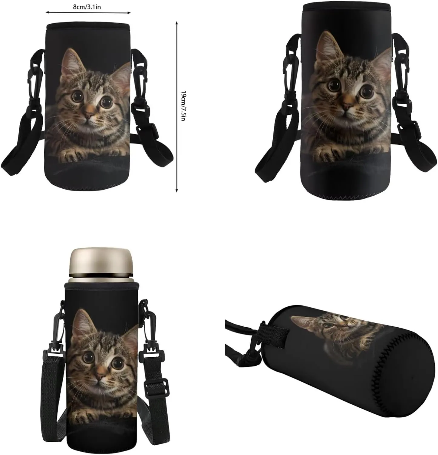 HUGS IDEA 3d Cat Backpack with Lunch Box Cute Animal School Bookbags for 6Th Grade Girls Middle School Backpack Set 4 in 1Kids Bookbags Set with Lunch Box Lightweight School Bag Set