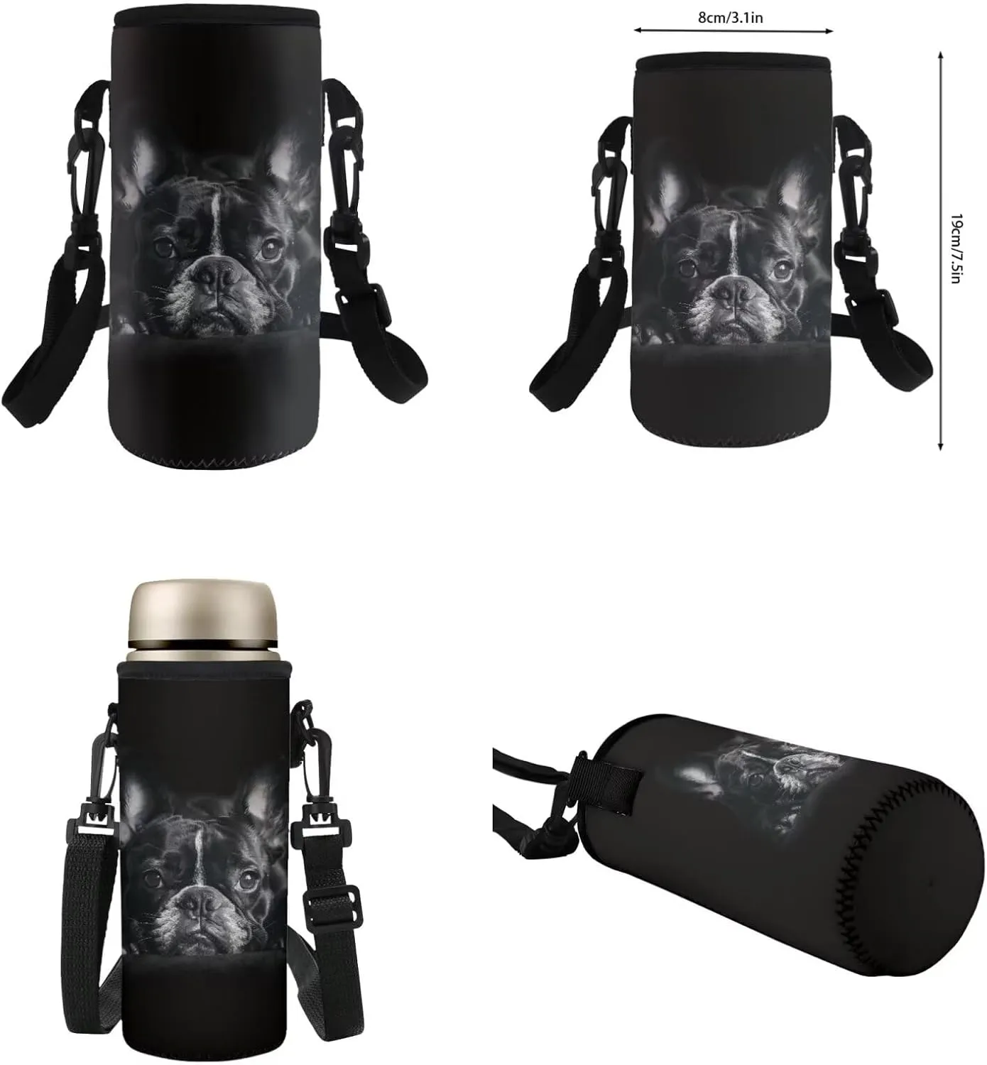 HUGS IDEA Black French Bulldog Backpack for Teen Girls Cute Dog Backpack for Kids 4 in 1 School Bag Set for Girls 10-12 Large Capacity School Bookbag for Elementary School Book Bag