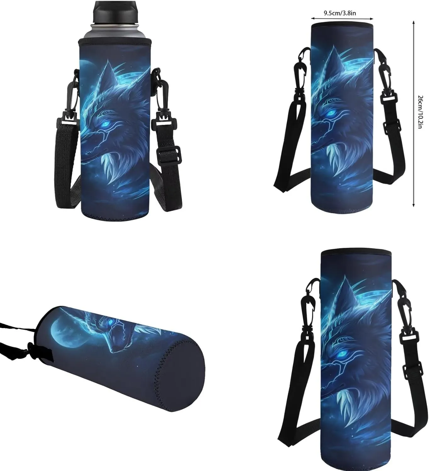 HUGS IDEA Blue Wolf Backpack for Boys with Lunch Box Cool Kids Bookbag for Boys 6-8 Animal School Backpack for Elementary School Boys Book Bag Set Lightweight Children's Schoolbag Set for Boys