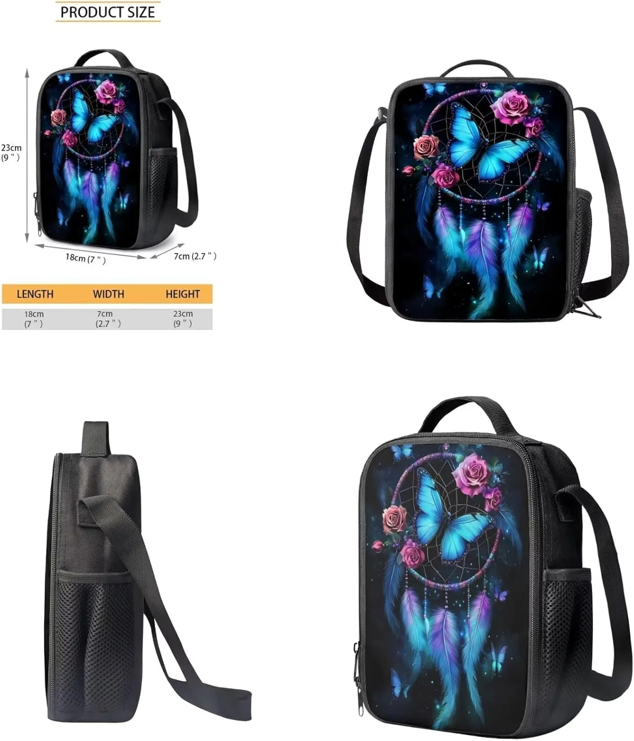 HUGS IDEA Butterfly Backpack for Girls School Bookbag for Kids Cute School Bag Set with Lunch Bag 17 Inch School Backpack with Water Bottle Holder 4 Piece Book Bag Set for Girls Kids