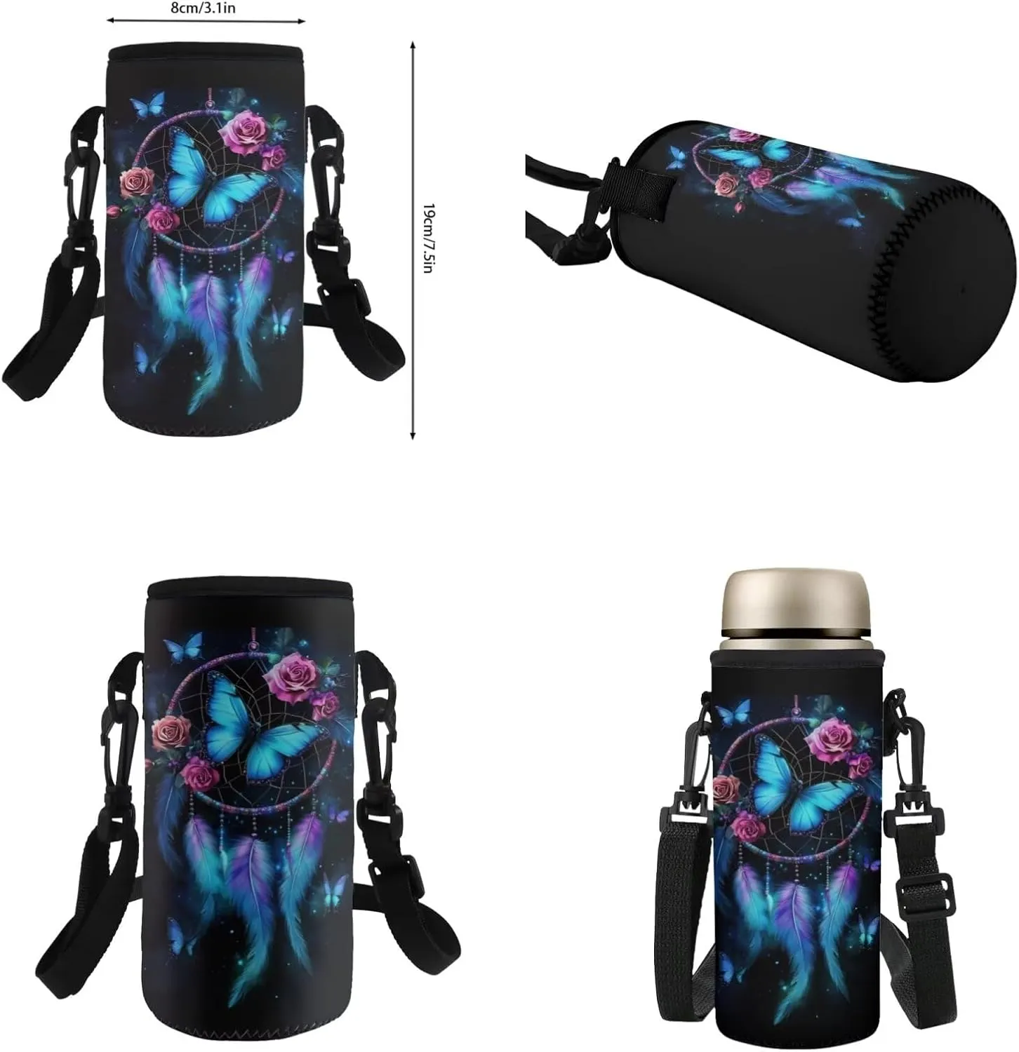 HUGS IDEA Butterfly Backpack for Girls School Bookbag for Kids Cute School Bag Set with Lunch Bag 17 Inch School Backpack with Water Bottle Holder 4 Piece Book Bag Set for Girls Kids