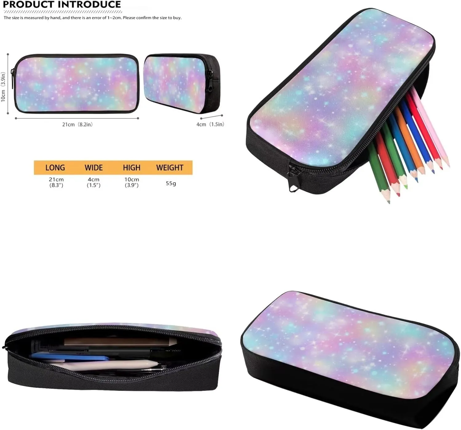 HUGS IDEA Colorful Rainbow Backpack for School Girls Bookbag with Lunch Box Large Capacity School Bookbag Set for Elementary Girls 4 in 1 School Bag for 6th Grade Girls Travel Rusksack