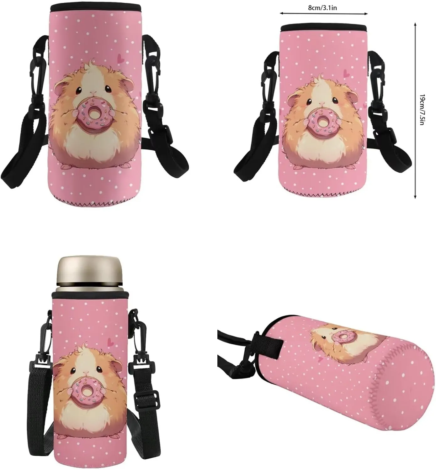 HUGS IDEA Cute Guinea Pig Backpack for Kids School Bookbag with Lunch Box Large Capacity School Bag Set for Preschool Girls 4 in 1 School Bag for 6th Grade Girls Lightweight Kids Backpack