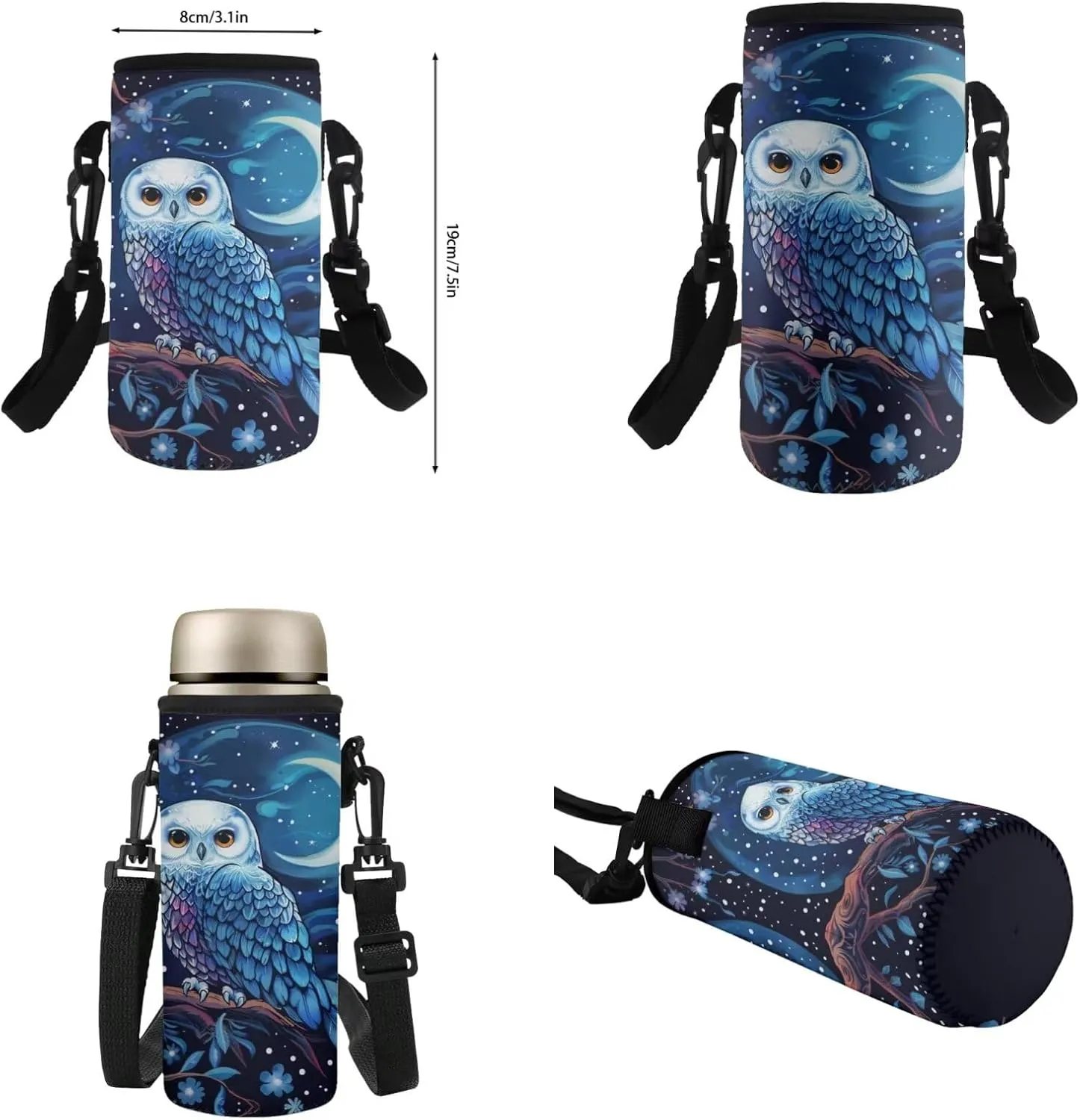 HUGS IDEA School Backpack for Girls with Lunch Box Blue Owl Kids Backpack for Girls 4 Pieces Kids Bookbag Set for Elementary School Girls Lightweight School Bag Set Kids Casual Daypack