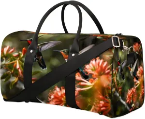 Hummingbird Flower Travel Duffel bag for Men Women Weekender Overnight Bag Gym Bag Carry On Luggage Bags for Yoga Workout Sports