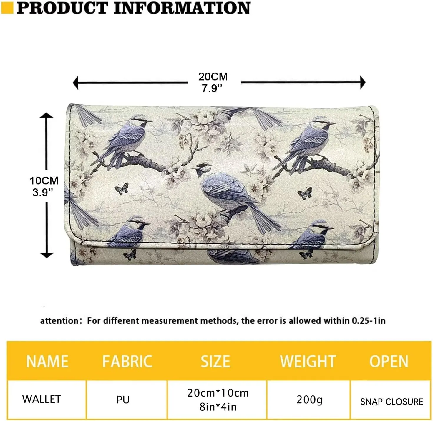 Hummingbird Flowers Women Wallet Long Trifold Billfold Checkbook Wallets, Color Neon Art PU Leathers Wallet Purse Credit Card Holder
