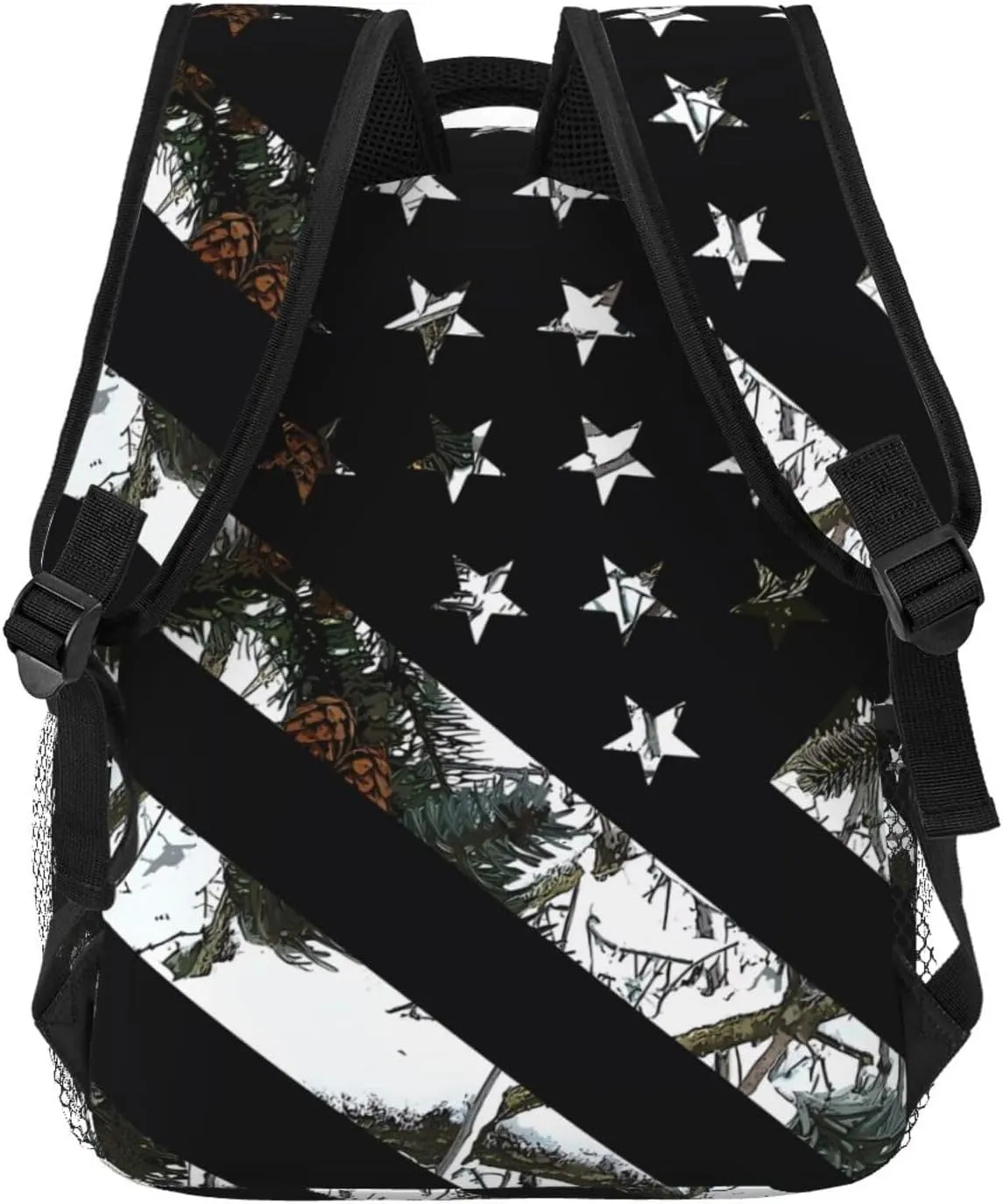 Hunting Snow Camouflage Flag Backpack Casual Laptop Backpack Double Shoulder Bag Lightweight Backpack For Women Men Travel