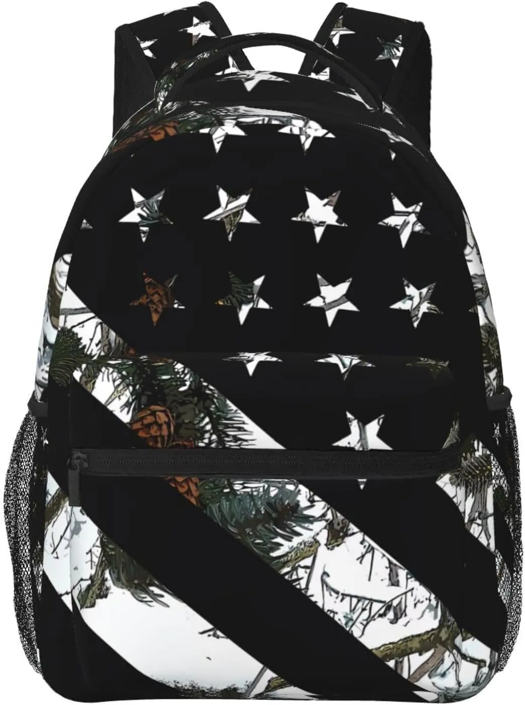 Hunting Snow Camouflage Flag Backpack Casual Laptop Backpack Double Shoulder Bag Lightweight Backpack For Women Men Travel