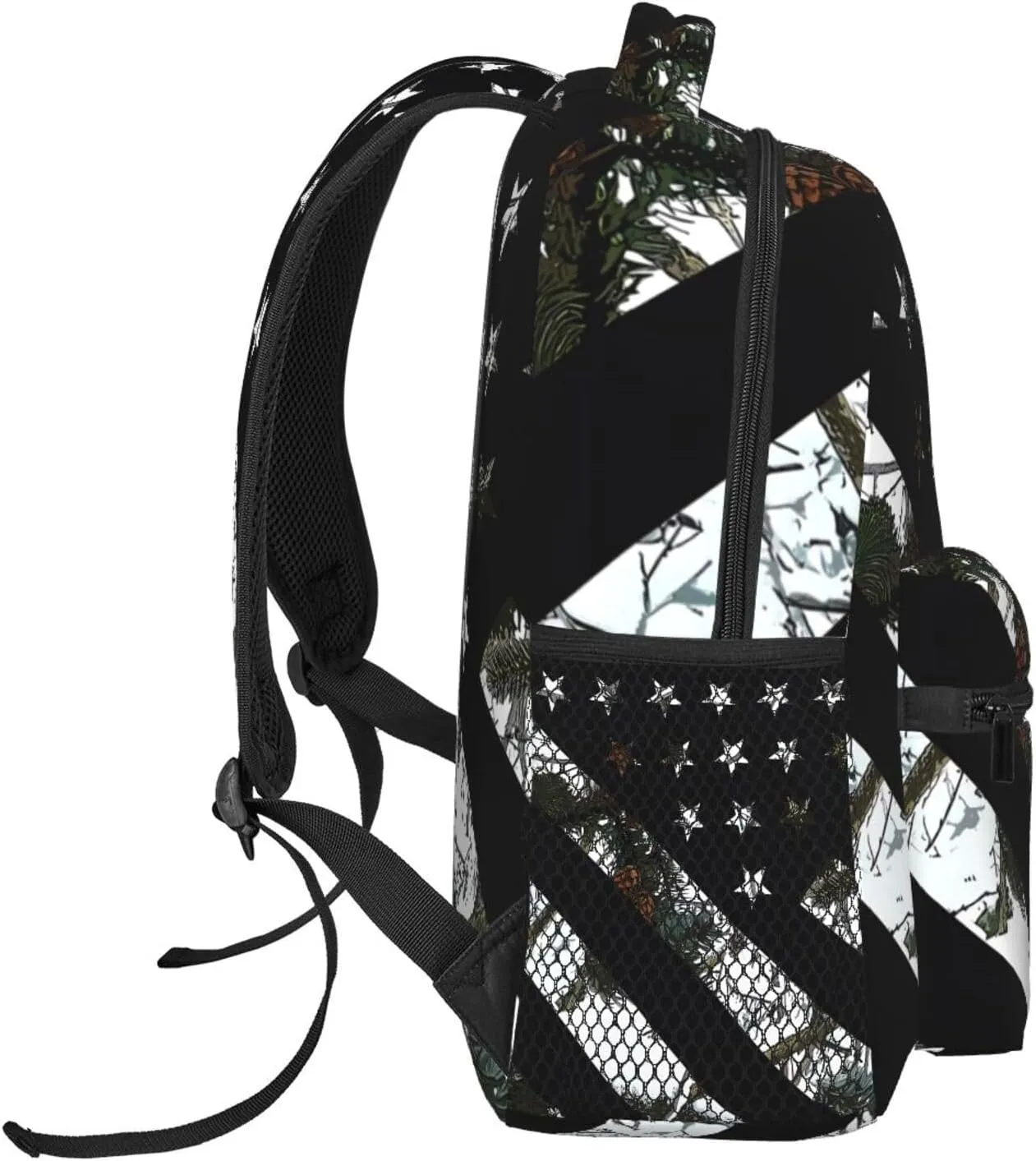Hunting Snow Camouflage Flag Backpack Casual Laptop Backpack Double Shoulder Bag Lightweight Backpack For Women Men Travel