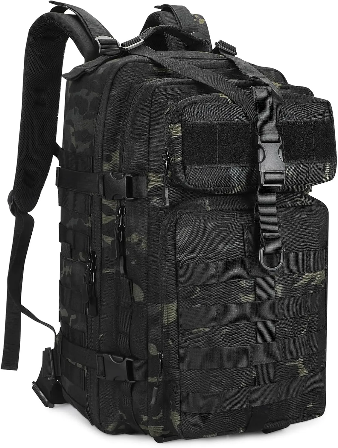HUNTVP 1000D Tactical Backpack 45L Military MOLLE Backpack Assault Pack Army Camping Hiking Rucksack Outdoor Backpack (Black CP)