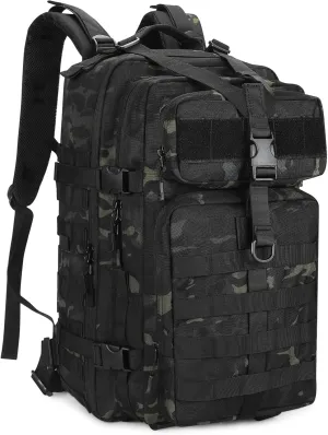 HUNTVP 1000D Tactical Backpack 45L Military MOLLE Backpack Assault Pack Army Camping Hiking Rucksack Outdoor Backpack (Black CP)