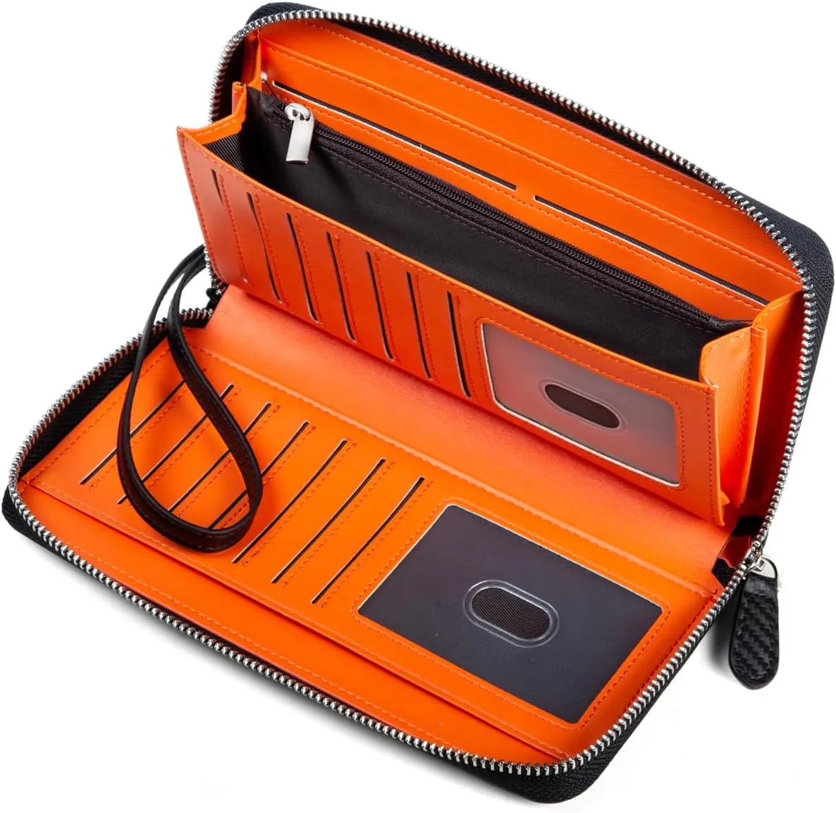 Huztencor Long Wallets for Men Leather RFID Blocking Bifold Wallet with Zipper