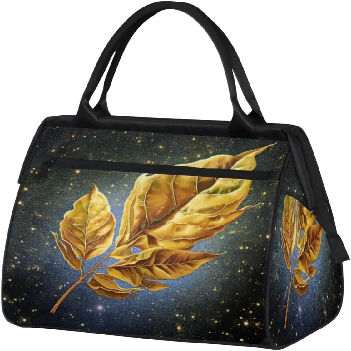Hyper Realism Space Leaves Travel Duffle Bag, Waterproof Duffel Bag Weekender Overnight Carry On Bag Lightweight Sport Gym Bag for Men Women