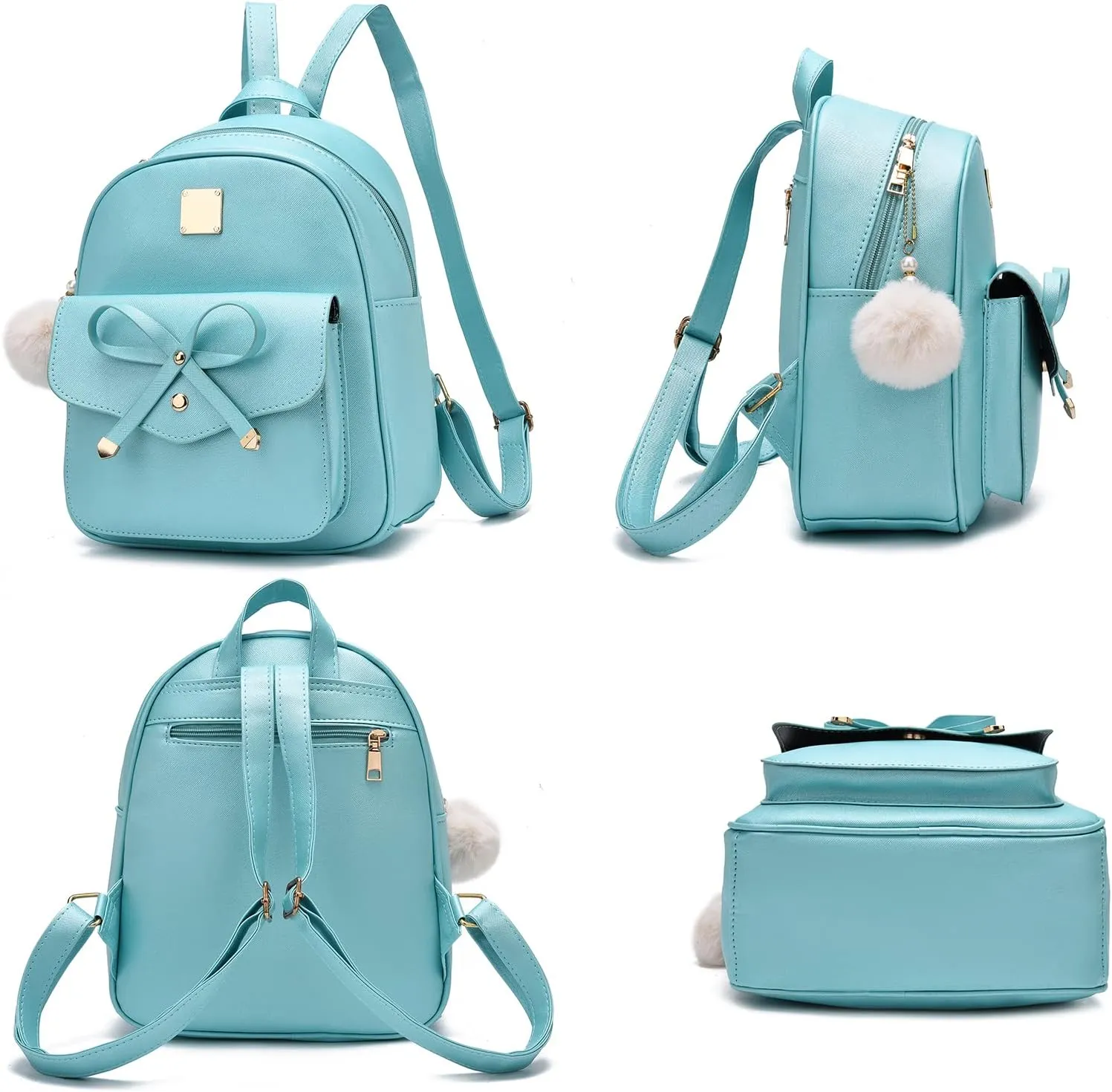 I IHAYNER Girls Bowknot 3-Pieces Fahsion Leather Backpack Backpack Purse for Women Rucksack for Ladies Shoulder Bag