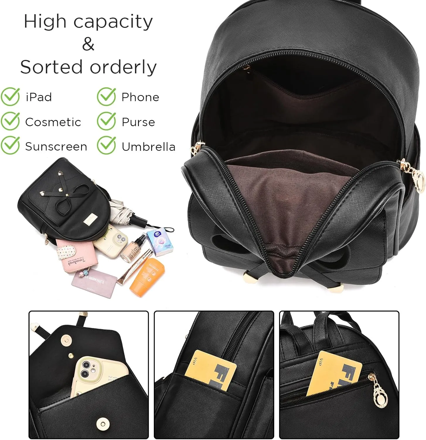 I IHAYNER Girls Bowknot Cute Leather Backpack Mini Backpack Purse for Women
