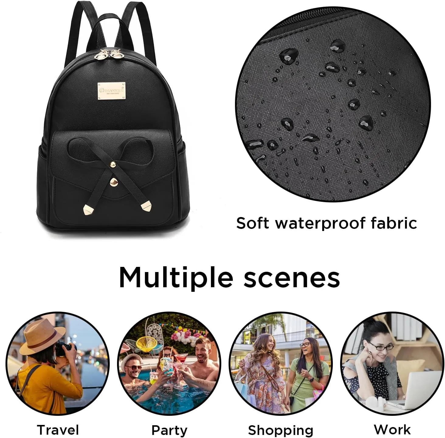 I IHAYNER Girls Bowknot Cute Leather Backpack Mini Backpack Purse for Women