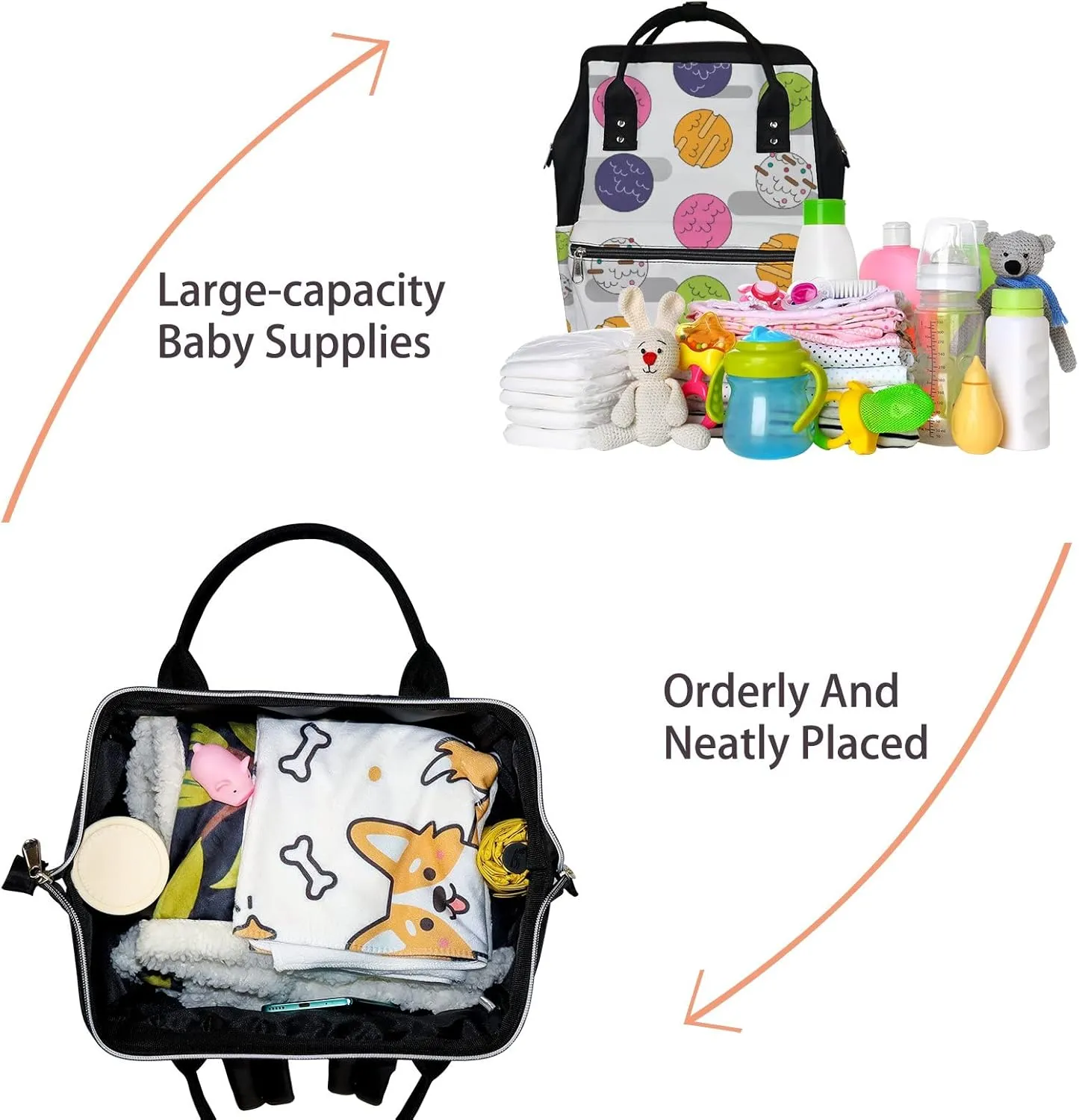 Ice Cream Form Balls Diaper Bag Backpack Waterproof Backpack Baby Nappy Changing Bag for Travel Large Capacity Durable and Stylish for Woman