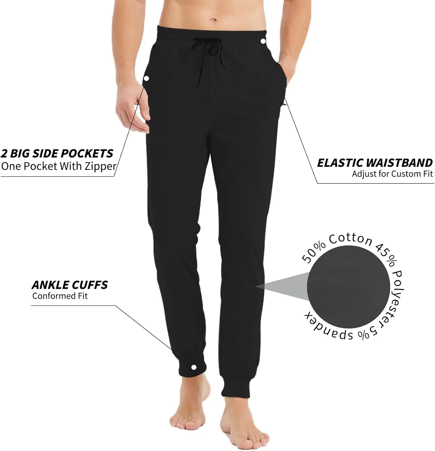 Idtswch32/34/36/38/40 Long Inseam Men's Tall Sweatpants Joggers Slim Fit Workout Pants for Tall Men